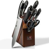 top-notch 8-piece german high carbon stainless steel kitchen knives set for ultimate 🔪 culinary experience, complete with rubber wood block and double forged full tang chef knife set logo