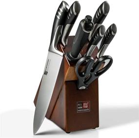 img 4 attached to Top-notch 8-Piece German High Carbon Stainless Steel Kitchen Knives Set for Ultimate 🔪 Culinary Experience, Complete with Rubber Wood Block and Double Forged Full Tang Chef Knife Set