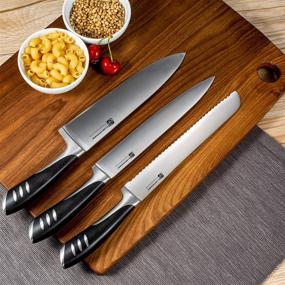 img 2 attached to Top-notch 8-Piece German High Carbon Stainless Steel Kitchen Knives Set for Ultimate 🔪 Culinary Experience, Complete with Rubber Wood Block and Double Forged Full Tang Chef Knife Set