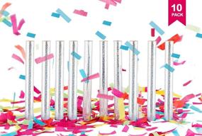 img 2 attached to 🎉 10-Pack Colorful Tissue Paper Confetti Flick Flutter Sticks - Ideal for Weddings, Celebrations, Anniversaries, Birthdays - 7.8 inches