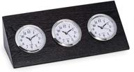 bey-berk triple time zone clock - black wood finish logo