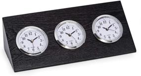 img 1 attached to Bey-Berk Triple Time Zone Clock - Black Wood Finish