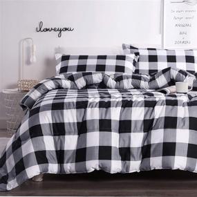img 4 attached to 🛏️ Andency Black Plaid Comforter Set King Size - Premium Microfiber, 3 Piece Set (1 Comforter, 2 Pillowcases) - Soft and Stylish Buffalo Check Design