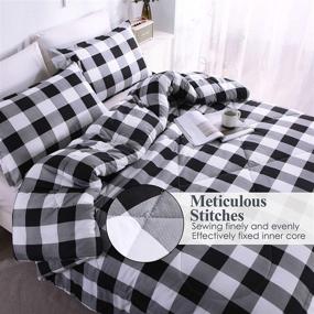 img 2 attached to 🛏️ Набор одеял Andency Black Plaid размера King Size - Преимиум-микрофибра, 3 предмета (1 одеяло, 2 наволочки) - Мягкий и стильный дизайн буффало-клетка.