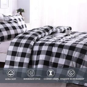 img 3 attached to 🛏️ Набор одеял Andency Black Plaid размера King Size - Преимиум-микрофибра, 3 предмета (1 одеяло, 2 наволочки) - Мягкий и стильный дизайн буффало-клетка.