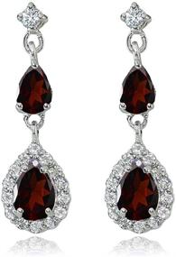 img 2 attached to 💎 Sterling Silver Fashion Teardrop Dangle Earrings with Genuine, Created or Simulated Gemstone and White Topaz, Designed for Teen Girls