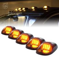 🚨 xprite amber led cab roof top clearance light assembly, black smoke lens marker running lamps for pickup trucks ford f150 dodge ram gmc vans lorry suv pov vehicle, latest version 5 pcs logo