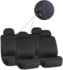 img 4 attached to ECCPP Universal 5MM Soft Car Seat Cover with Headrest - Breathable Embossed Cloth Stretchy Black for Cars Trucks Vans - Durable & 100% Breathable