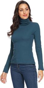 img 3 attached to 👕 GUBUYI Women's Stretchy Fitted Pullover Cotton Tops - Turtleneck Thermal Long Sleeve T-Shirts