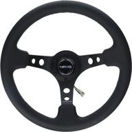nrg innovations rst-006bk 350mm sport steering wheel (3-inch depth) - black spoke with round holes and black leather logo