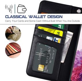 img 2 attached to Arae Samsung Galaxy S20 FE 5G PU Leather Wallet Case - Black, with 📱 Stand Feature, Wrist Strap, and 4 Slots for ID & Credit Cards - 6.5 inch