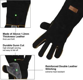 img 2 attached to 🔥 KIM YUAN Extreme Heat & Fire Resistant Gloves with Kevlar Stitching - Ultimate Protection for Fireplace, Stove, Oven, Grill, Welding, BBQ, Animal Handling - Up to 932 °F