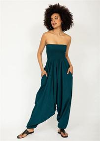 img 2 attached to Cotton Harem Pants Romper Jumpsuit Women's Clothing in Jumpsuits, Rompers & Overalls
