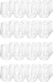 img 3 attached to Set of 32 Unbreakable Stemless Plastic Wine Champagne Glasses - Elegant, Durable, and Reusable Shatterproof Drinkware - Ideal for Home, Office, Bars, Wedding, Bridal Shower, Baby Shower - 12 oz Capacity - Indoor and Outdoor Use