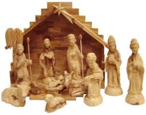 img 2 attached to 🌿 Olive Wood Nativity Set with Stable - Deluxe Edition (15 Pieces) from Holy Land Market
