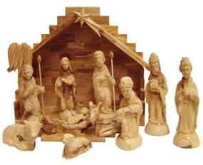 img 3 attached to 🌿 Olive Wood Nativity Set with Stable - Deluxe Edition (15 Pieces) from Holy Land Market