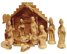 img 1 attached to 🌿 Olive Wood Nativity Set with Stable - Deluxe Edition (15 Pieces) from Holy Land Market
