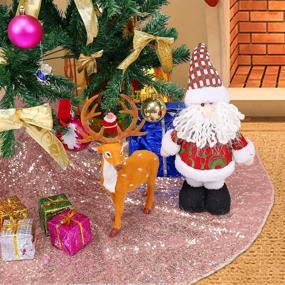 img 4 attached to 48-дюймовая рождественская юбка для елки цвета розового золота - блестящая пайетковая праздничная декорация от TRLYC.