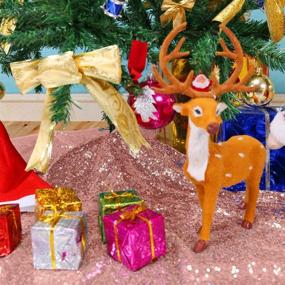 img 1 attached to 48-дюймовая рождественская юбка для елки цвета розового золота - блестящая пайетковая праздничная декорация от TRLYC.
