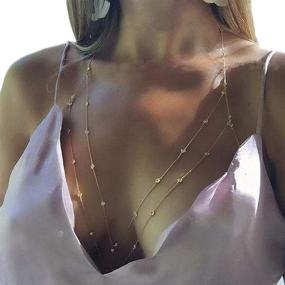 img 2 attached to 💎 Bohemian Rhinestone Chain Bra - Sexy Beads, Shiny Luxury Body Chains - Statement Jewelry Cross for Women - Beach Body Accessories