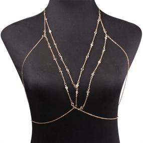 img 1 attached to 💎 Bohemian Rhinestone Chain Bra - Sexy Beads, Shiny Luxury Body Chains - Statement Jewelry Cross for Women - Beach Body Accessories