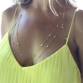img 3 attached to 💎 Bohemian Rhinestone Chain Bra - Sexy Beads, Shiny Luxury Body Chains - Statement Jewelry Cross for Women - Beach Body Accessories