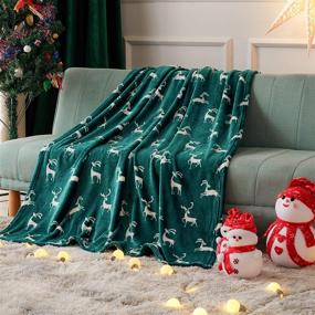 img 3 attached to 🎄 Cozy & Festive: FY FIBER HOUSE Reindeer Print Flannel Fleece Christmas Throw Blanket - 50"x60" Green