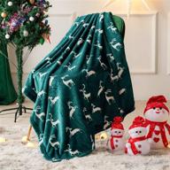 🎄 cozy & festive: fy fiber house reindeer print flannel fleece christmas throw blanket - 50"x60" green logo