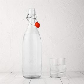 img 3 attached to Flip Top Glass Bottle for Beverages, Oil, Vinegar, Kombucha, Beer & More - Airtight & Leak Proof Lid - Clear 6-Pack