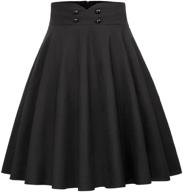 👗 stylish and versatile: belle poque women's high waist a-line midi skirt with button detail and pockets logo