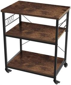 img 4 attached to 🛒 AZL1 Rustic Brown Microwave Cart: 3-Tier Kitchen Utility Cart & Rolling Bakers Rack with 10 Hooks, Ideal for Living & Kitchen Room - 23.72 inches