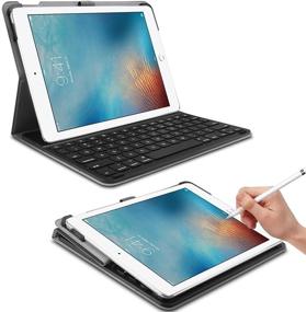 img 1 attached to INFILAND iPad Pro 9.7 Keyboard Case - Slim Stand Cover with Apple Pencil Holder and Bluetooth Keyboard for Apple iPad Pro 9.7 Inch 2016 Release Tablet (Auto Wake/Sleep), Black