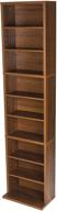 atlantic herrin adjustable media cabinet - holds 261cd, 114dv, 132 games in textured chestnut finish logo