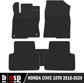 img 3 attached to 🚗 Полностью подогнанные автомобильные коврики для Honda Civic 10-го поколения (2016-2020) - прочная резиновая подкладка, защита от всех погодных условий, полностью черный автомобильный ковер, замена передних и задних сидений