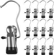 stainless steel heavy-duty laundry hooks boot clips - 12 👢 pcs portable hangers for organizing hats, pants, towels, socks, handbags, and more! логотип