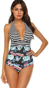 img 2 attached to Qearal Monikini Striped Control Swimsuit Women's Clothing in Swimsuits & Cover Ups