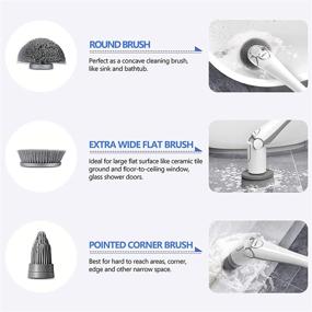 img 2 attached to Lamgool Electric Spin Scrubber Household Cleaning Brush with Cordless Feature: Ideal Cordless Shower Scrubber for Effective Cleaning, Long Handle with 3 Replaceable Brush Heads & Rechargeable Power; Perfect Power Scrubbers for Tub, Tile, Floor, M2