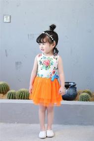 img 1 attached to 💐 Sleeveless Floral Princess Dress: Niyage Little Girls' Tulle Tutu Sundress