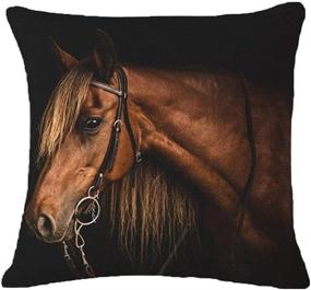 img 1 attached to Emvency Set of 4 Horse Running Waist Horses Decorative Pillow Covers - Eye-Catching Cartoon Animal Night Design for Home Decor - 18x18 Inches Square Pillowcases