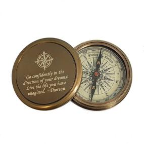 img 1 attached to Exquisite Stanley London Personalized Antique Compass: Engraved 🧭 Brass Gift Set with Thoreau Quote in Wood Box