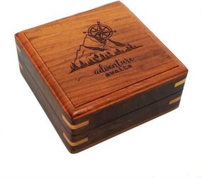 img 2 attached to Exquisite Stanley London Personalized Antique Compass: Engraved 🧭 Brass Gift Set with Thoreau Quote in Wood Box