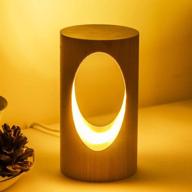 🌿 lonrisway led wood desk lamp: dimmable bedside night light for bedroom | creative home decor table lamp with unique design - perfect housewarming gift логотип