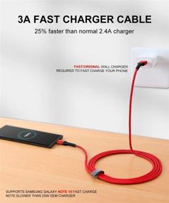 img 1 attached to 🔴 JSAUX Кабель USB-C 3А Быстрая Зарядка, 3-пак (10 футов + 6,6 футов + 3,3 футов) USB A к Type C Зарядный Шнур из Нейлона | Совместим с Samsung Galaxy S20 S10 S9 S8 Plus Note 10 9 8, контроллером PS5, Зарядным Устройством USB C | Красный