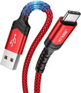 🔴 jsaux кабель usb-c 3а быстрая зарядка, 3-пак (10 футов + 6,6 футов + 3,3 футов) usb a к type c зарядный шнур из нейлона | совместим с samsung galaxy s20 s10 s9 s8 plus note 10 9 8, контроллером ps5, зарядным устройством usb c | красный логотип