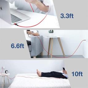 img 3 attached to 🔴 JSAUX Кабель USB-C 3А Быстрая Зарядка, 3-пак (10 футов + 6,6 футов + 3,3 футов) USB A к Type C Зарядный Шнур из Нейлона | Совместим с Samsung Galaxy S20 S10 S9 S8 Plus Note 10 9 8, контроллером PS5, Зарядным Устройством USB C | Красный