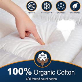 img 3 attached to 🛏️ Ultimate Comfort: Extra Thick Full Size 400TC Cotton Mattress Topper with Cooling Technology and Deep Pocket - Perfect Bed Enhancement with Down Alternative Pillow-top Pad