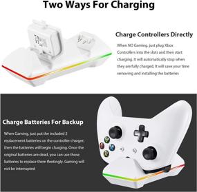 img 3 attached to CVIDA Dual Xbox One Controller Charger - 2 Rechargeable Battery Packs - White - Charge Kit for Xbox One/One S/One Elite (Not For Xbox Series X/S 2020)