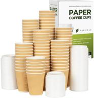 ☕ premium kaboyas 12 oz togo disposable brown paper coffee cups with lids - 100 set | ripple design | insulated & eco-friendly logo