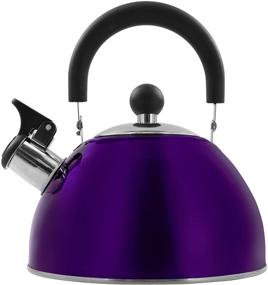 img 4 attached to KAISA VILLA Purple Tea Kettle Stovetop Teapot | Stainless Steel Whistling Teakettle | 2.5 Liter/2.64 Quart