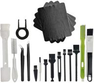 🧹 19-piece anti-static brush cleaning kit for keyboard, car seat, wall gap, water cup, and home appliances - nylon bristles, plastic handle, cloth puller, and tweezers logo